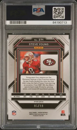 2022 PANINI PRIZM FOOTBALL STEVE YOUNG TRUE GOLD /10 #271 PSA 10 49ERS back
