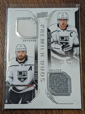 DREW DOUGHTY ANZE KOPITAR 8/99 2018-19 PREMIER DUOS DUAL JERSEYS 2 COLORS  LA front