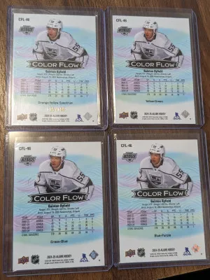Quinton Byfield color flow lot x 4 - 2024-25 Upper Deck Allure Color Spectrum Orange Yellow /199 - just missing red orange for rainbow back