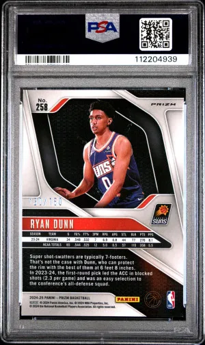 2024 Panini Prizm Ryan Dunn Blue Fast Break /150 back