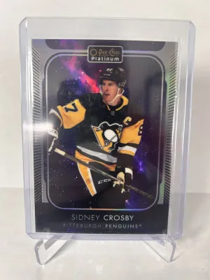 2021-22 Sidney Crosby OPC Platinum Cosmic Parallel /65 #87 front