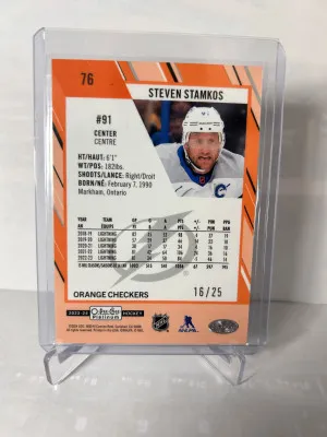 2023-24 OPC Platinum Orange Checkers Parallel /25 Steven Stamkos #76 back
