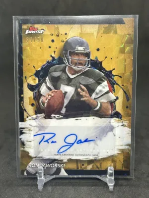 Ron Jaworski 2024 Topps Finest Geometric Gold Refractor Auto /50 #FA-RJ Eagles front