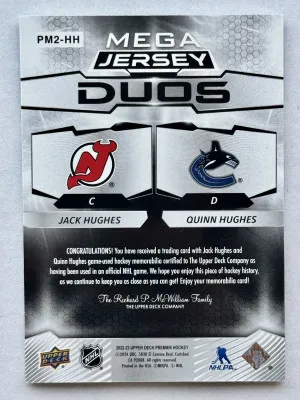 2022-23 Premier Mega Jersey Duos - Jack Hughes & Quinn Hughes /49 back