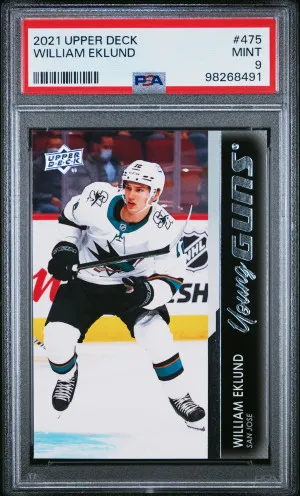 2021-2022 Upper Deck William Eklund Young Guns PSA 9 Mint front