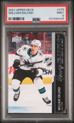 2021-2022 Upper Deck William Eklund Young Guns PSA 9 Mint front