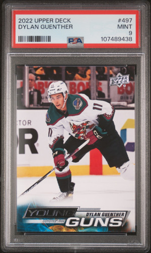 2022 Upper Deck Dylan Guenther Young Guns PSA 9 Mint front