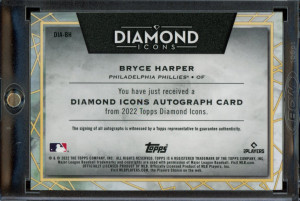 Bryce Harper 2022 Topps Diamond Icons #DIA-BH Autograph 10/10 back