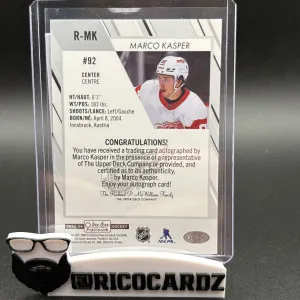 2023-24 OPC PLATINUM MARCO KASPER RC AUTOGRAPHS SP AUTO #R-MK (2024-25 UPDATE) back