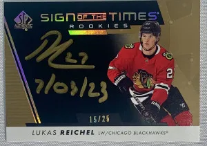 Lukas Reichel Sign Of The Times Rookie Auto Inscribed /25 front