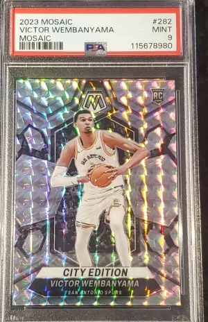 2023-24 Mosaic Victor Wembanyama RC Mosaic RC City Edition #282 PSA 9 front