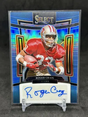 Roger Craig 2023 Panini Select Blue Prizm Auto /49 #SIG-RCR 49ers front