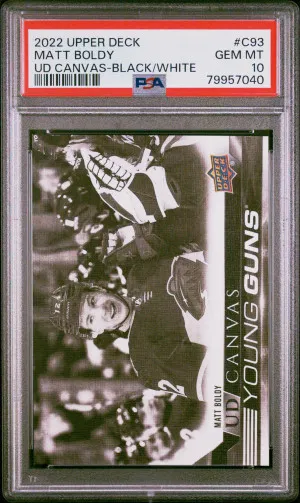 2022-23 Upper Deck  YG Canvas B&W Matt Boldy PSA 10 front