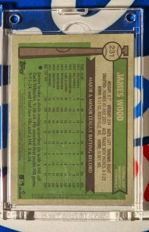 James Wood 2025 Topps Heritage blue sparkle RC 231 back