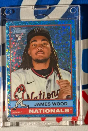 James Wood 2025 Topps Heritage blue sparkle RC 231 front