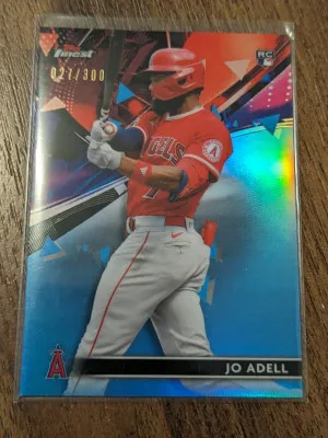 2021 Topps Finest Sky Blue Refractor /300 Jo Adell #25 Rookie RC front
