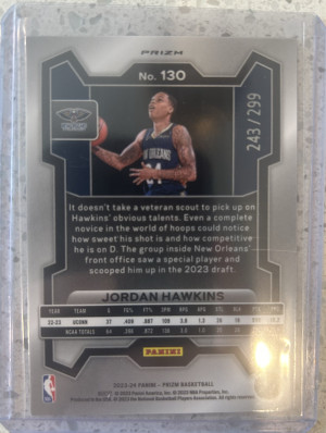 2023 Panini Prizm Jordan Hawkins /299 back