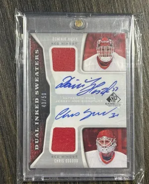 2006-07 SP Game Used Dominik Hasek Chris Osgood Jersey Auto /50 front