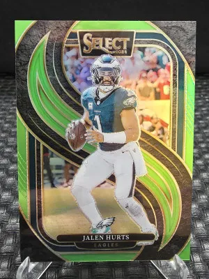 2024 Panini Select Jalen Hurts Lime Green /49 Eagles (Premier Level) front