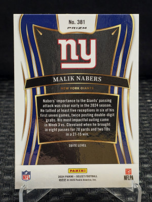 2024 Panini Select Suite Level Malik Nabers #381 Rookie RC back