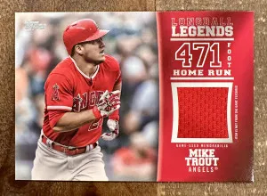 2018 Topps Series 2 Longball Legends Relic Game Used Mike Trout /100 front