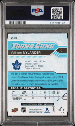 2016 Upper Deck William Nylander young guns PSA 9 back