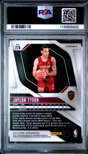 2024 Panini Prizm Jaylon Tyson Skewed Prizm /249 PSA 10 back