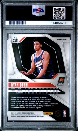 2024 Panini Prizm Ryan Dunn Skewed Prizm /249 PSA 9 back