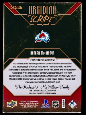 2014-14 Ultimate Obsidian Script Nathan Mackinnon /25 back