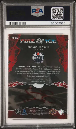 2019 Upper Deck Ice Fire And Ice Autographs Connor Mcdavid Fire And Ice Auto-Fire back