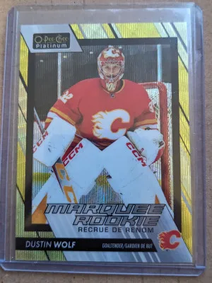 Dustin Wolf marquee rookie neon yellow surge OPC platinum front
