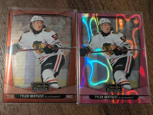 Tyler Bertuzzi OPC platinum parallels pink magma and red prism /199 2024-25 O-pee-chee platinum front