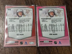 Tyler Bertuzzi OPC platinum parallels pink magma and red prism /199 2024-25 O-pee-chee platinum back