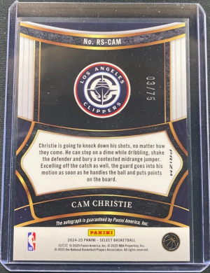 2024 Panini Select Cam Christie Rookie Auto /75 back