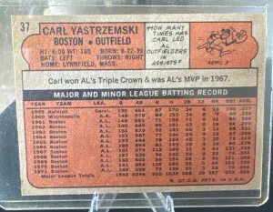 1972 Topps Carl Yastrzemski #37 back