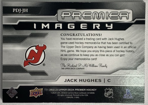 Jack Hughes Premier Patch /5 back