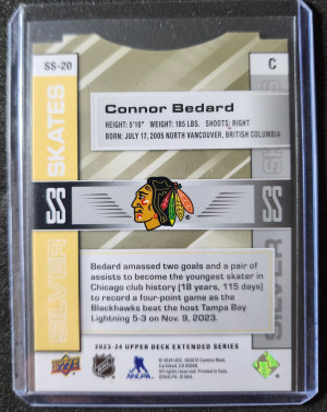 Connor Bedard Silver Skates Gold back