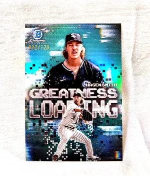 2025 Hagen Smith Topps Bowman Greatness Loading Aqua Refractor #92/125 front
