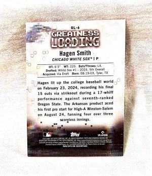 2025 Hagen Smith Topps Bowman Greatness Loading Aqua Refractor #92/125 back