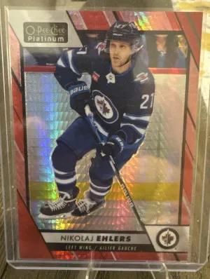2023-24 O-Pee-Chee Platinum Nikolaj Ehlers Red Prism  /199 #85 front