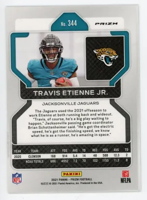 2021 Panini Prizm #344 Travis Etienne Jr. Rookie Prizms Orange Disco back