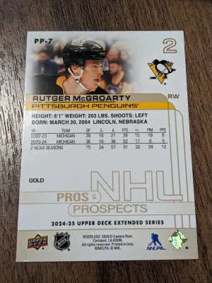 Rutger McGroarty Pros & Prospects Gold 2024-25 UD Extended Series  #PP-7 Rookie back