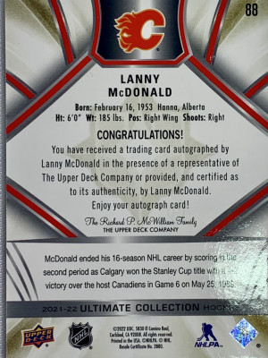 Lanny McDonald Ultimate Auto /35 back