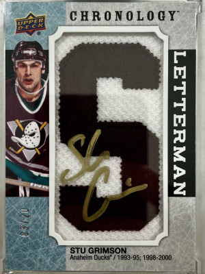 2018-19 UD Chronology- Stu Grimson Letterman Auto /20 front