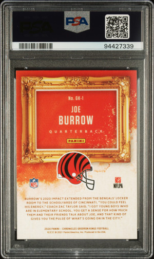 2020 Panini Chronicles Gridiron Kings Joe Burrow RC PSA10! back