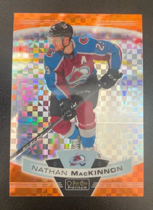 2019-20 O-pee-chee Platinum Nathan MacKinnon Orange Checkers /25 front