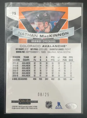 2019-20 O-pee-chee Platinum Nathan MacKinnon Orange Checkers /25 back