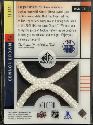2024-25 UD SP Game Used Heritage Classic Connor Brown #HCN-CB 29/35 Net Cord back