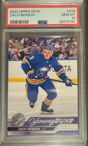2023 Upper Deck Zach Benson Young Guns PSA 10 Gem Mint front