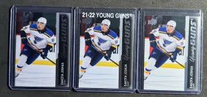 (3) 2021-22 Upper Deck Dakota Joshua Young Guns front